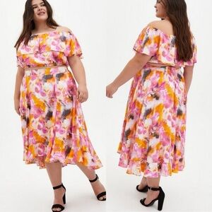 Torrid size 1X 2 piece watercolor tie dye skirt set